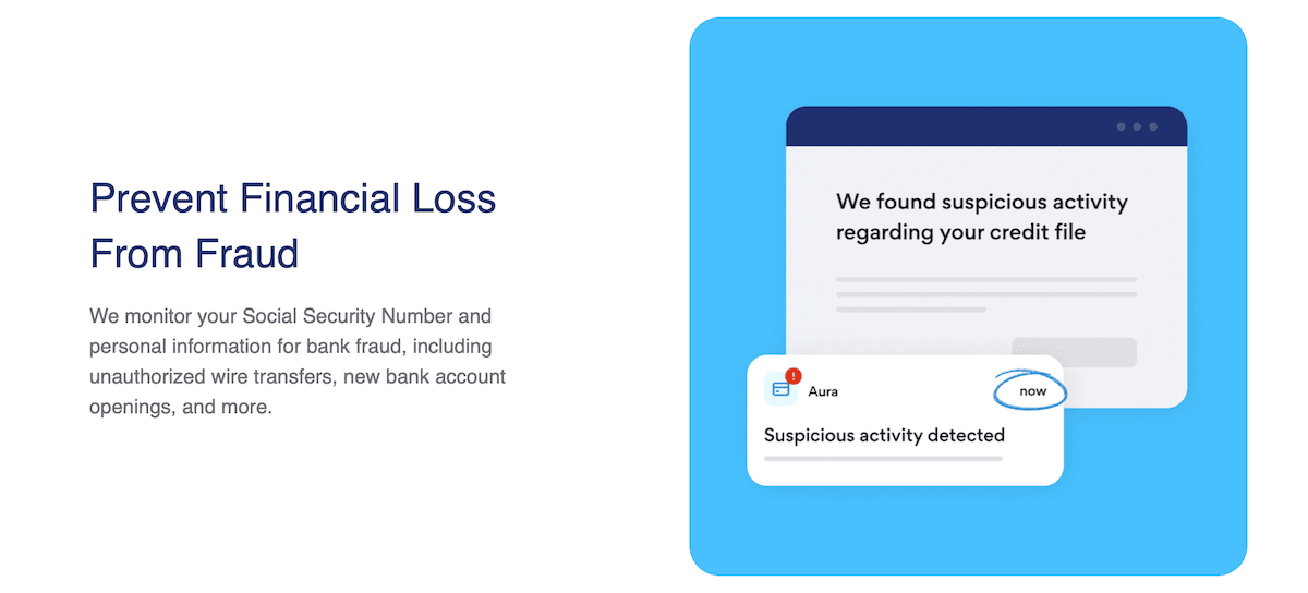 Aura fraud monitoring can help prevent financial losses from fraud