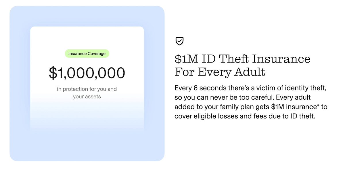 Aura identity theft protection plan with $1,000,000 coverage for eligible losses due to identity theft