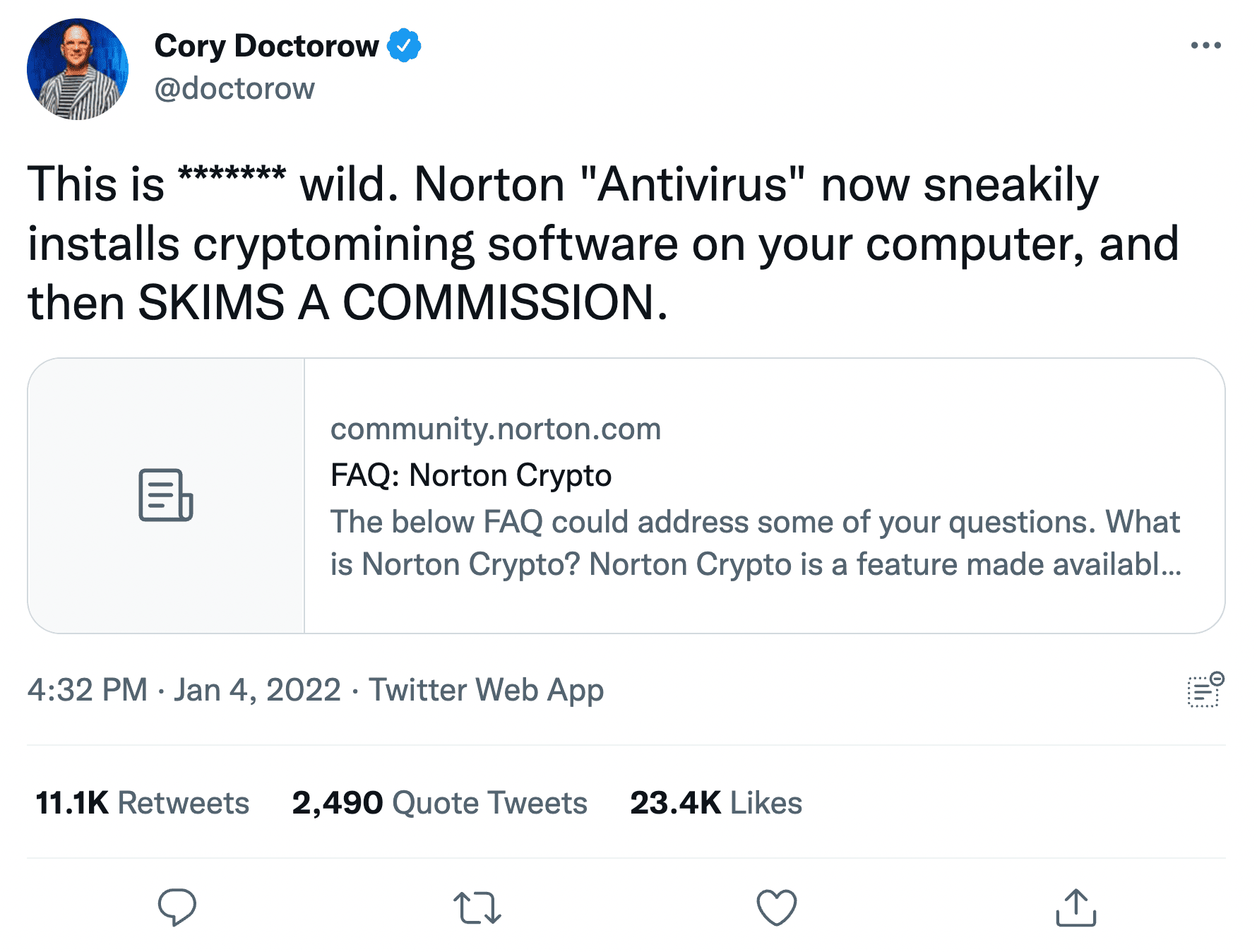norton lifelock crypto mining