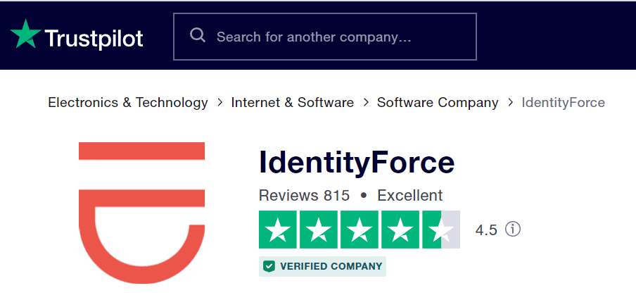 IdentityForce review on Trustilot