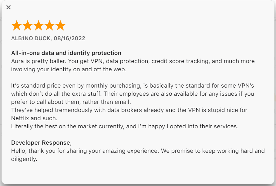 Aura review on the App store