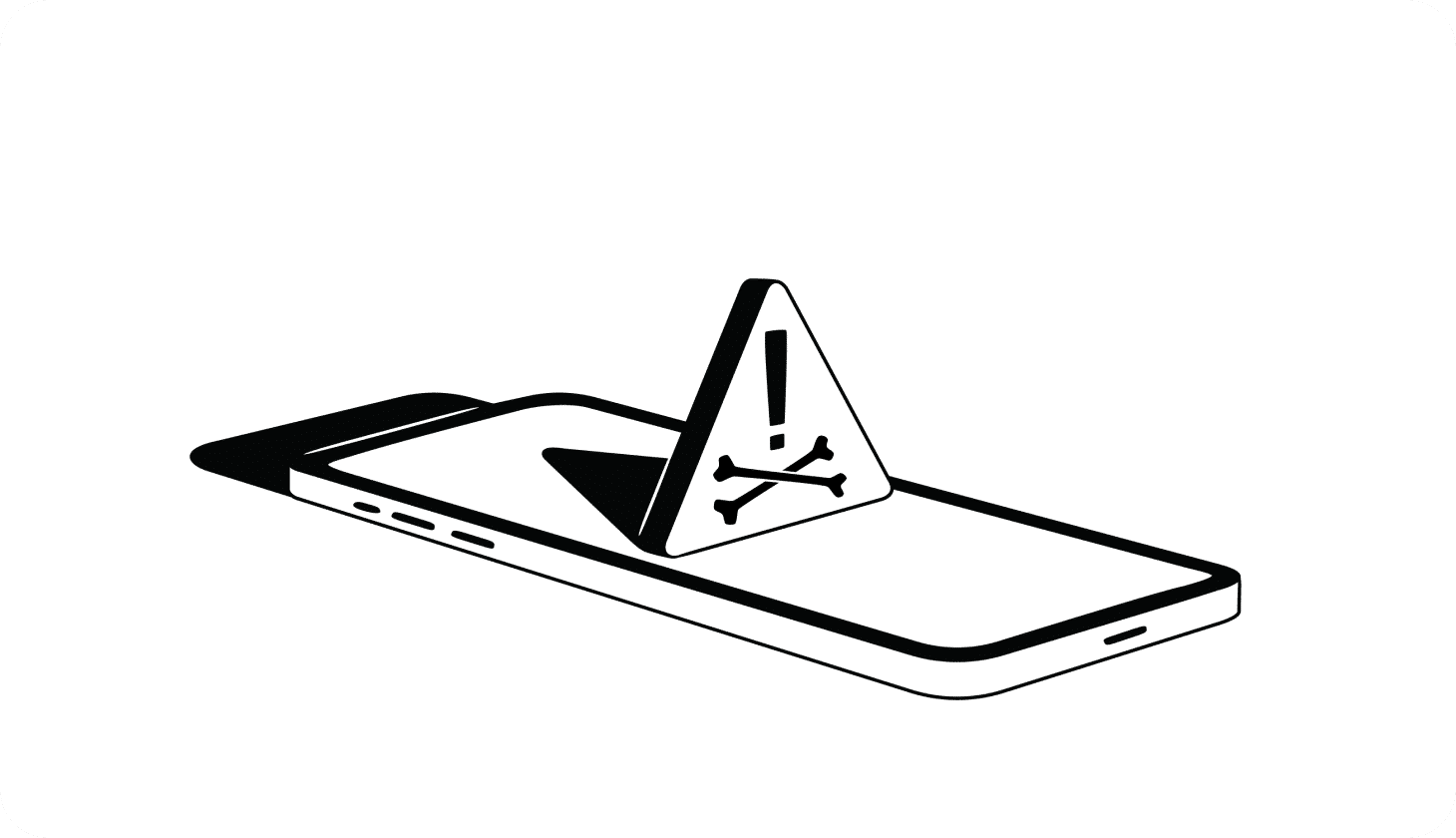 Illustration showing a warning symbol coming out of the top of a smartphone