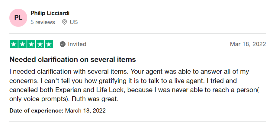 Aura review from Trustpilot