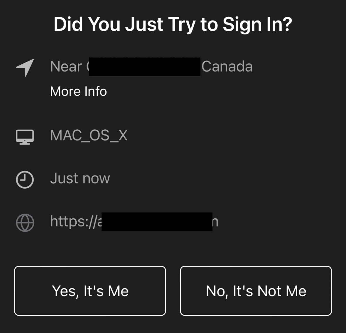 Example of an authenticator app