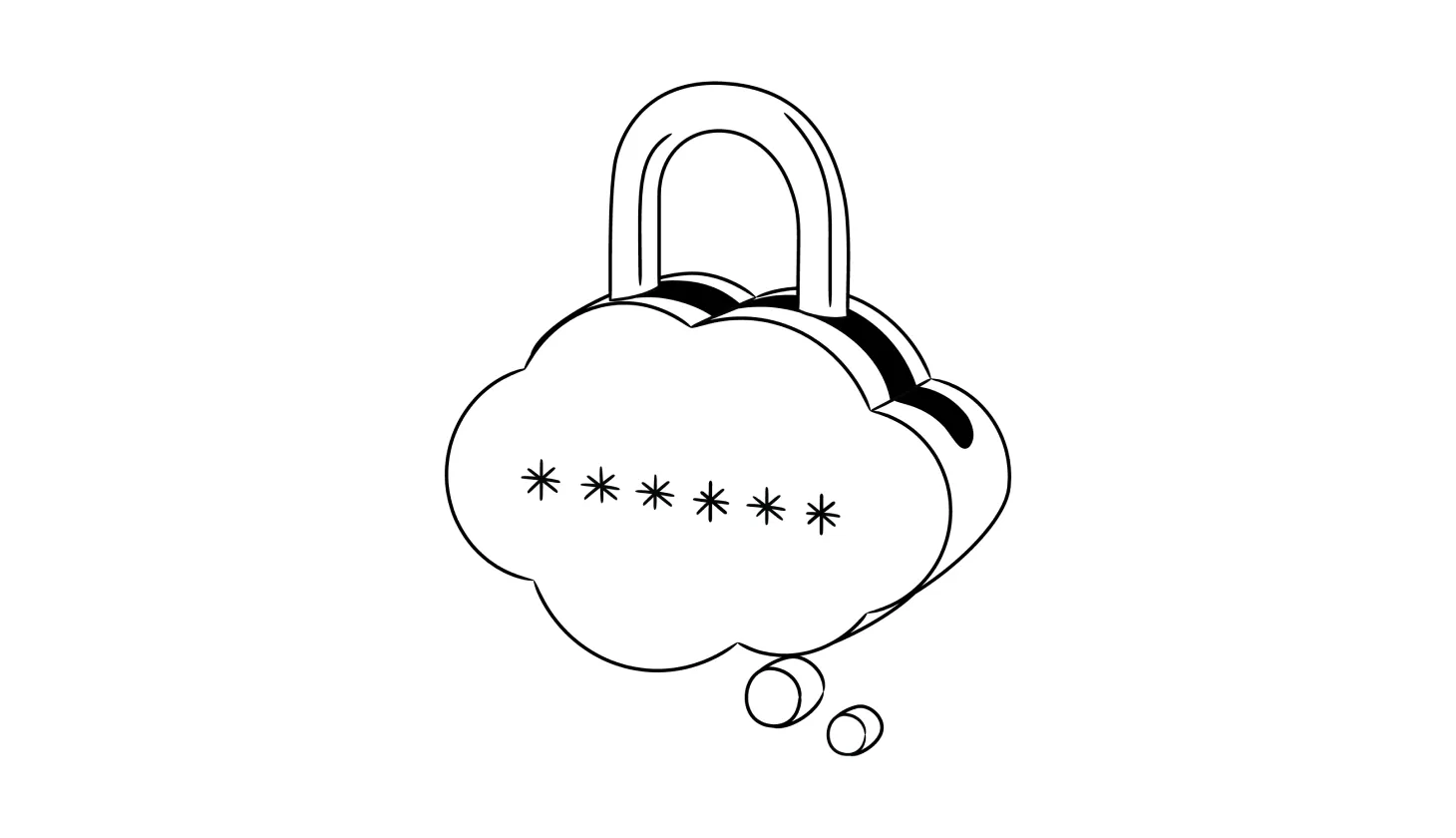 Compromised passwords - lead illustration Illustration of a hidden password inside of a cloud