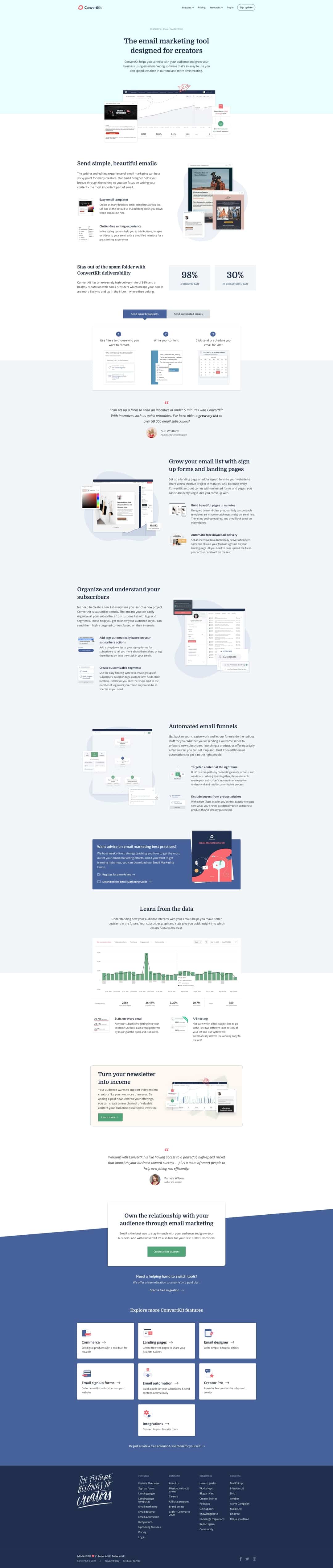 ConvertKit email marketing landing page design Landing Page Examples