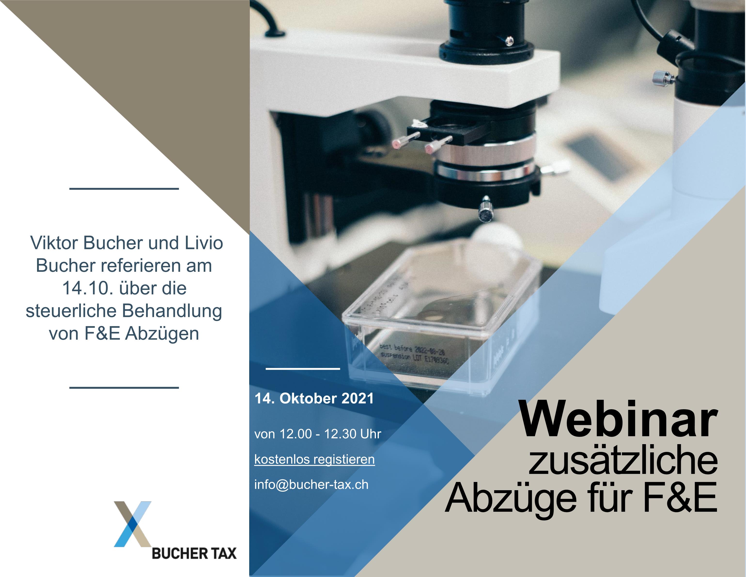 Bucher Tax - Webinar - zusätzliche Abzüge für F&E
