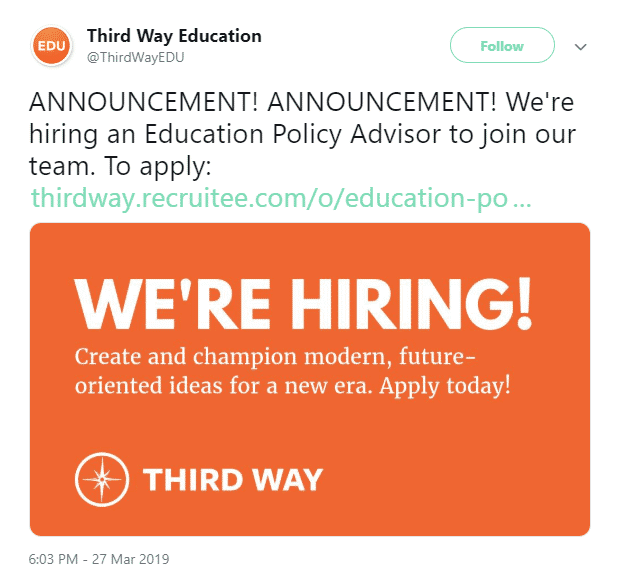 third way education recruiting on twitter