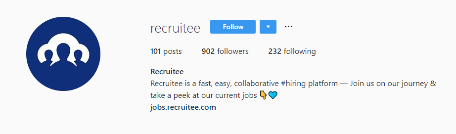 recruitee instagram bio recruiting