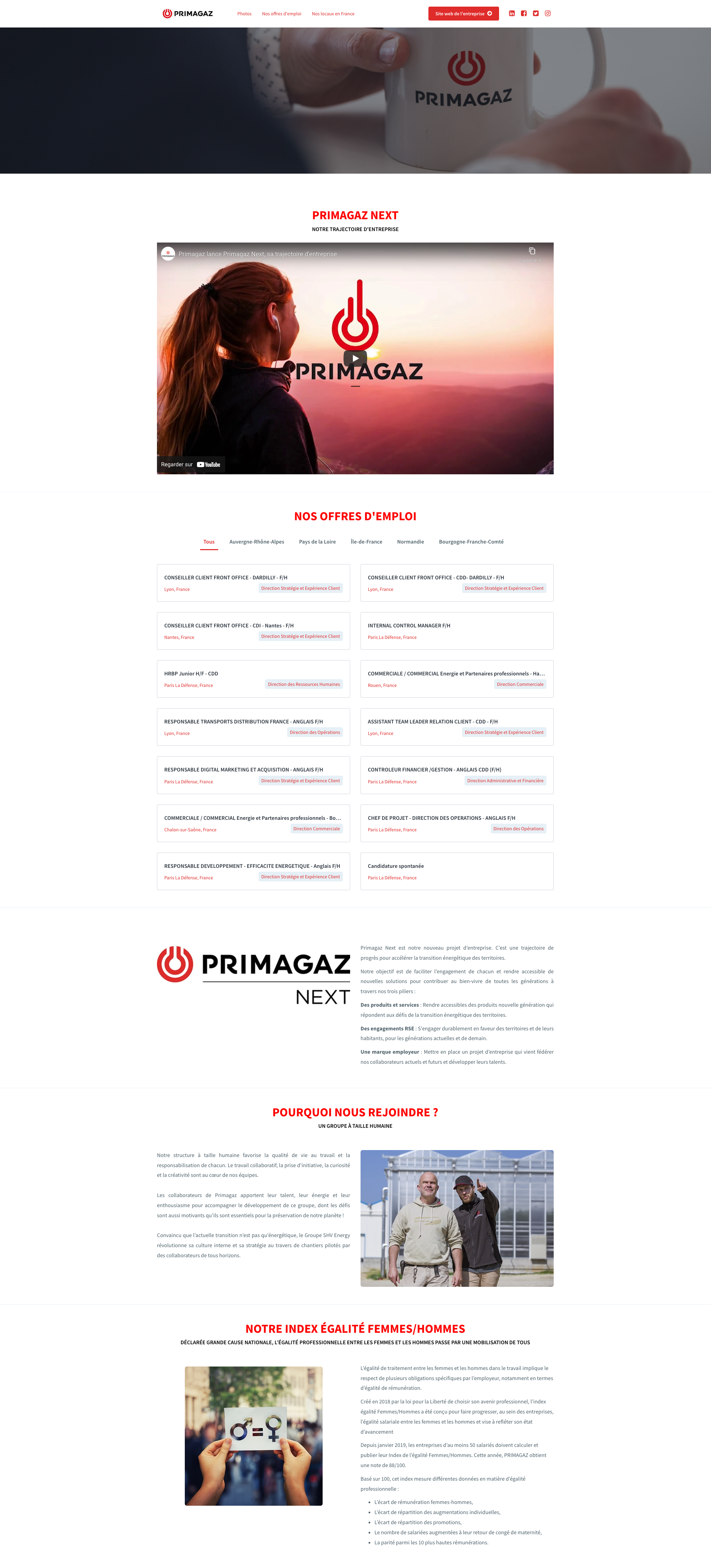 Le site carrière de Primagaz, conçu avec Recruitee.