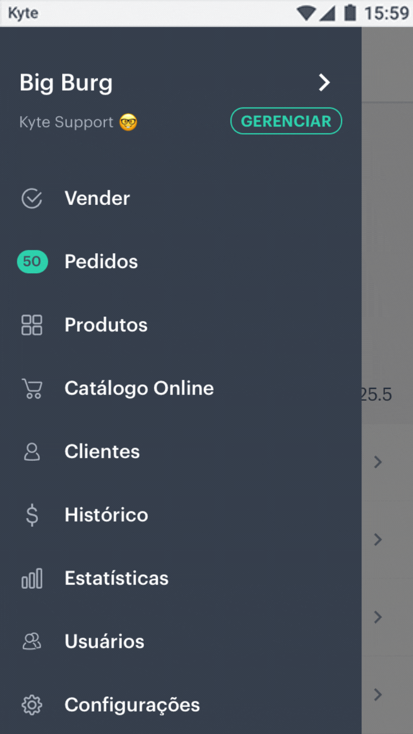 pedido refeição kyte