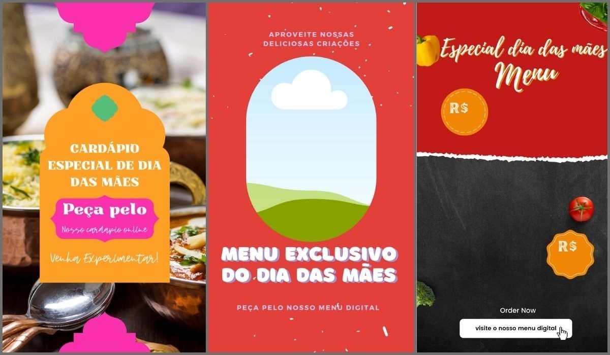 templates de Dia das Mães Menu exclusivo