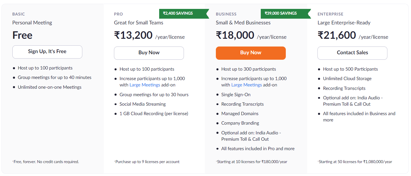 Pricing page example: Freemium pricing model