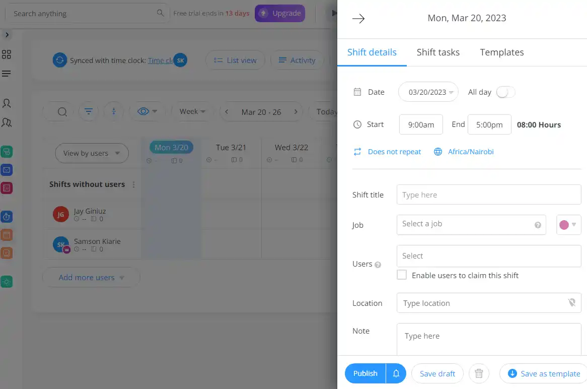 Connecteam scheduling