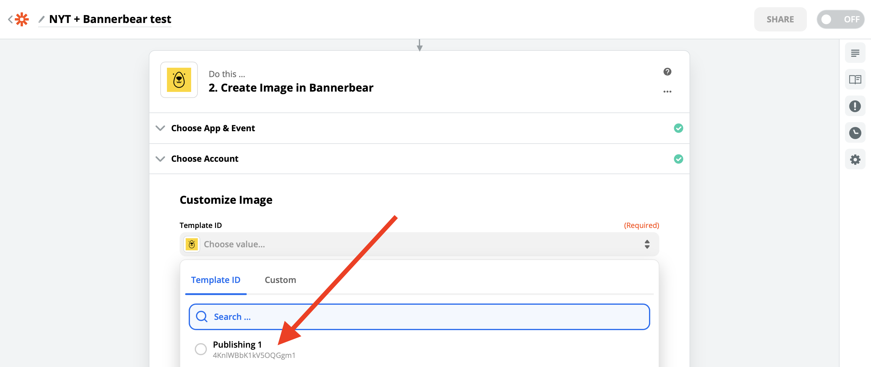 ></div></figure><p>Next, Zapier will load all of the template layers that you can manipulate.</p><p>Earlier I mentioned that this template is pretty simple and there's really only 3 things we want to manipulate:</p><ul><li>Background image</li><li>Abstract</li><li>Title</li></ul><p>Here's how to do that:</p><ol><li>Connect template <strong>Background Image URL</strong> to the Formatter <strong>Output</strong></li><li>Connect template <strong>Abstract Text</strong> to the NYT <strong>Abstract</strong></li><li>Connect template <strong>Title Text</strong> to the NYT <strong>Title</strong></li></ol><figure class=