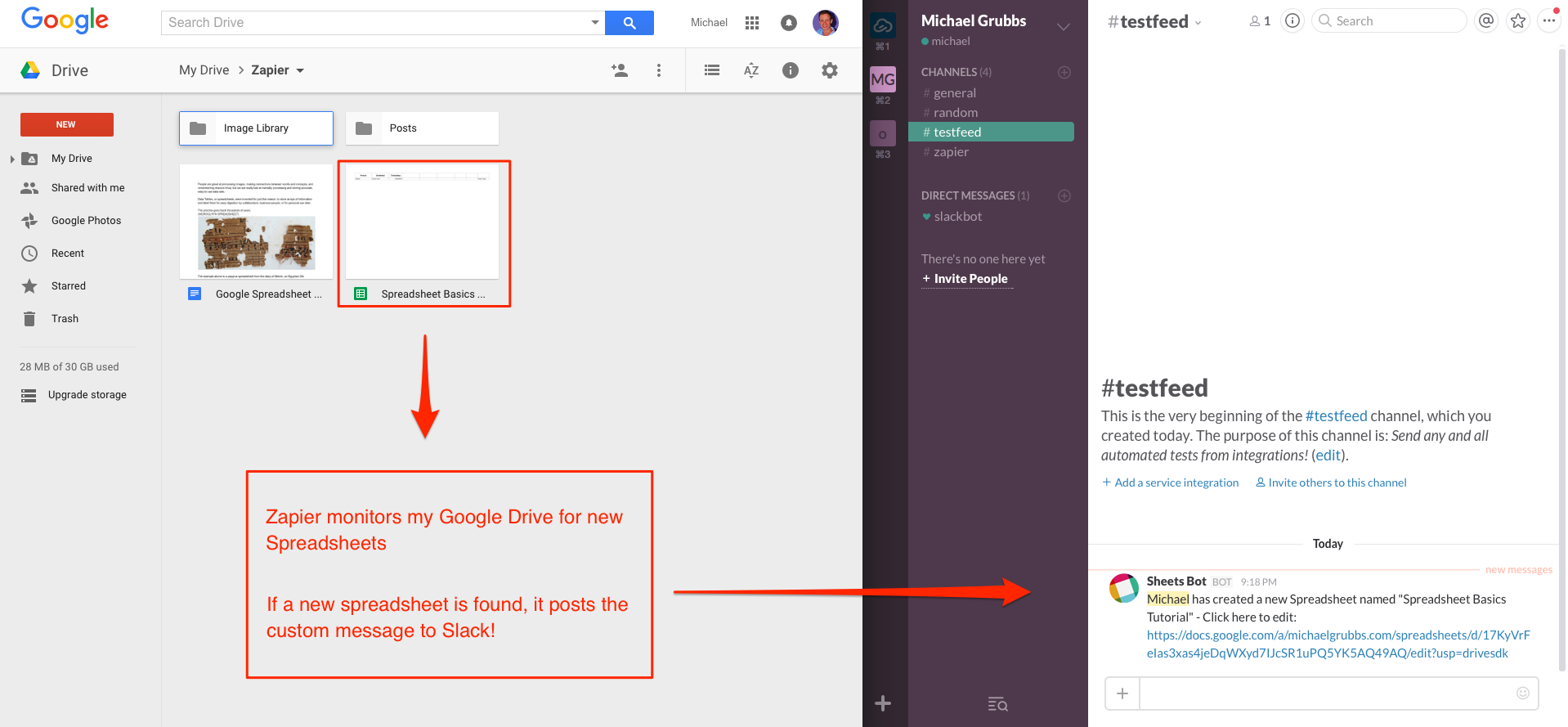 New Spreadsheet shared to Slack
