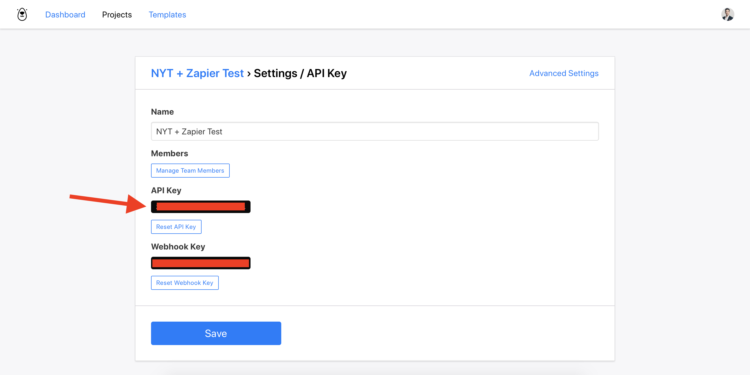 ></div></figure><p>Copy the API key to your clipboard to use later.</p><h2>Creating a new Zap in Zapier</h2><p><strong>Now lets switch to the Zapier interface.</strong></p><p>In your Zapier.com account, create a new Zap.</p><p>As the
