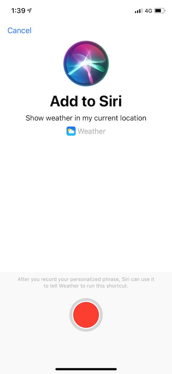 Add shortcut to Siri
