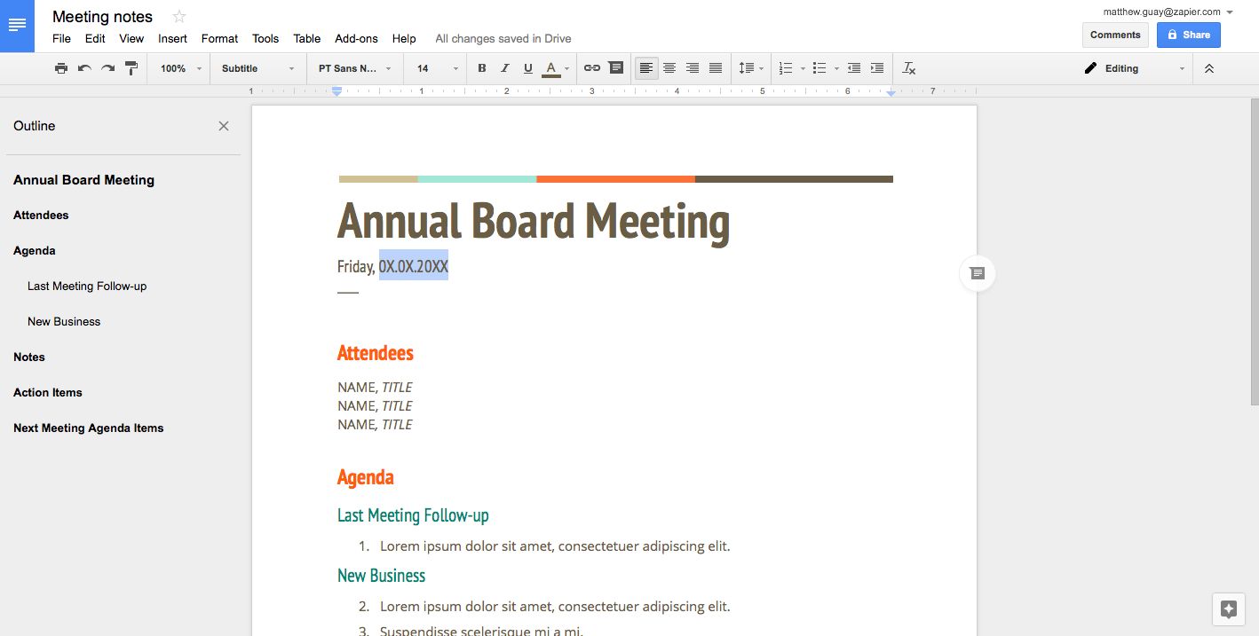 template meeting notes document