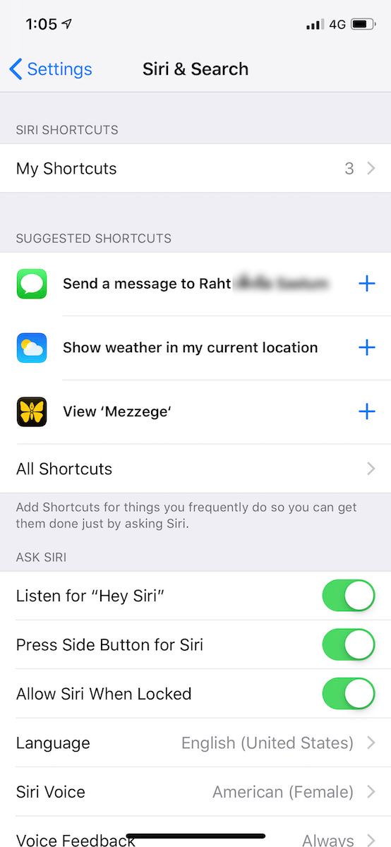 Siri suggested app shortcuts