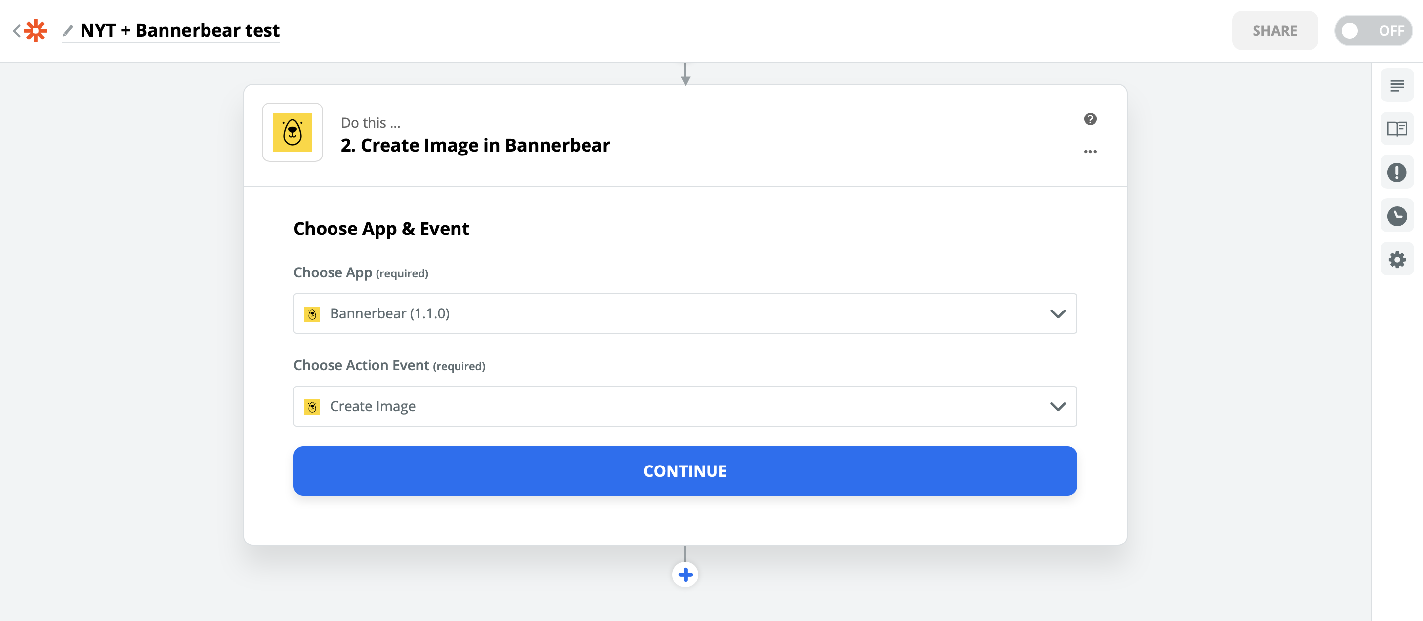 ></div></figure><p>Next Zapier will ask you to authenticate with Bannerbear. This is where you use the <strong>Project API Key</strong> that you copied to your clipboard earlier.</p><figure class=