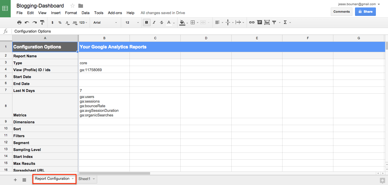configure report