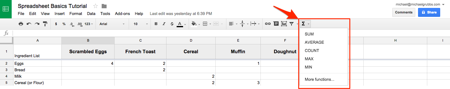 Formulas in Google Sheets