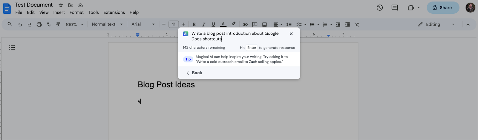 google docs shortcuts