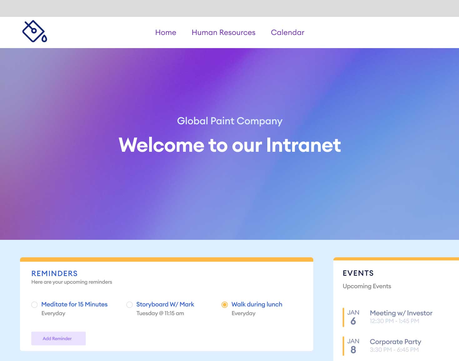 Screenshot of Shortpoint Intranet