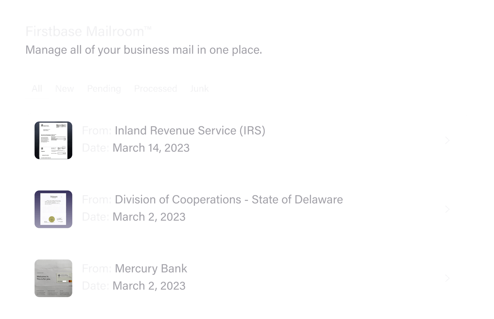 Firstbase Mailroom™ Get a business address and mailbox