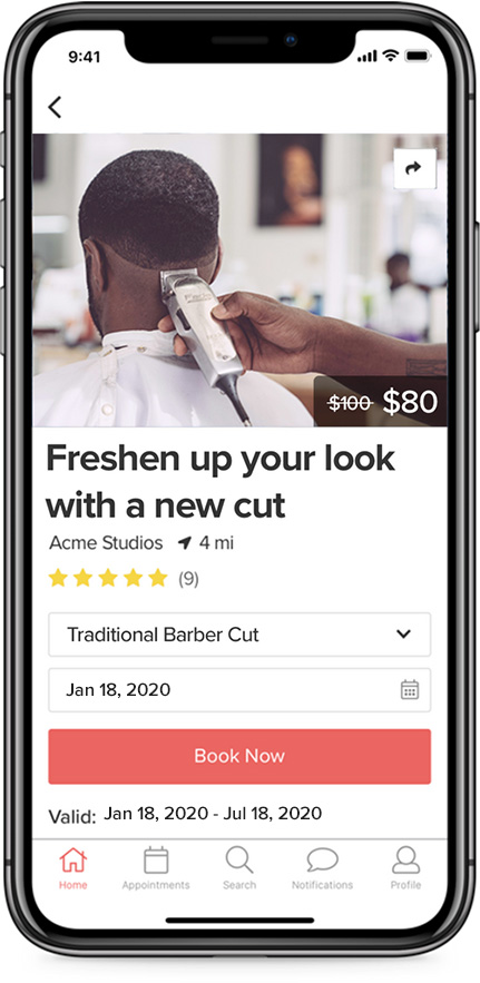 Vagaro Barber App Appointment Screen