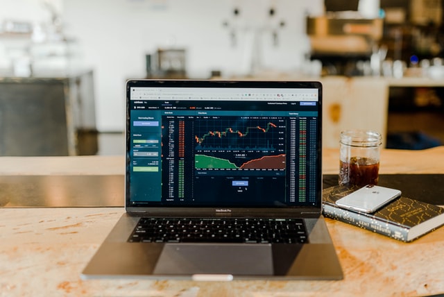 Laptop showing stocks