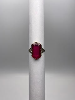 Ornate Gold & Deep Pink Stone