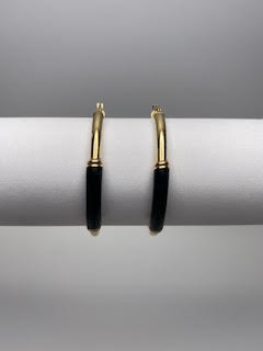 Gold and Black Hoop Earrings