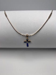 Sterling Silver Blue Cross stone accent