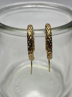 Gold Hoop Earrings w/honey comb design