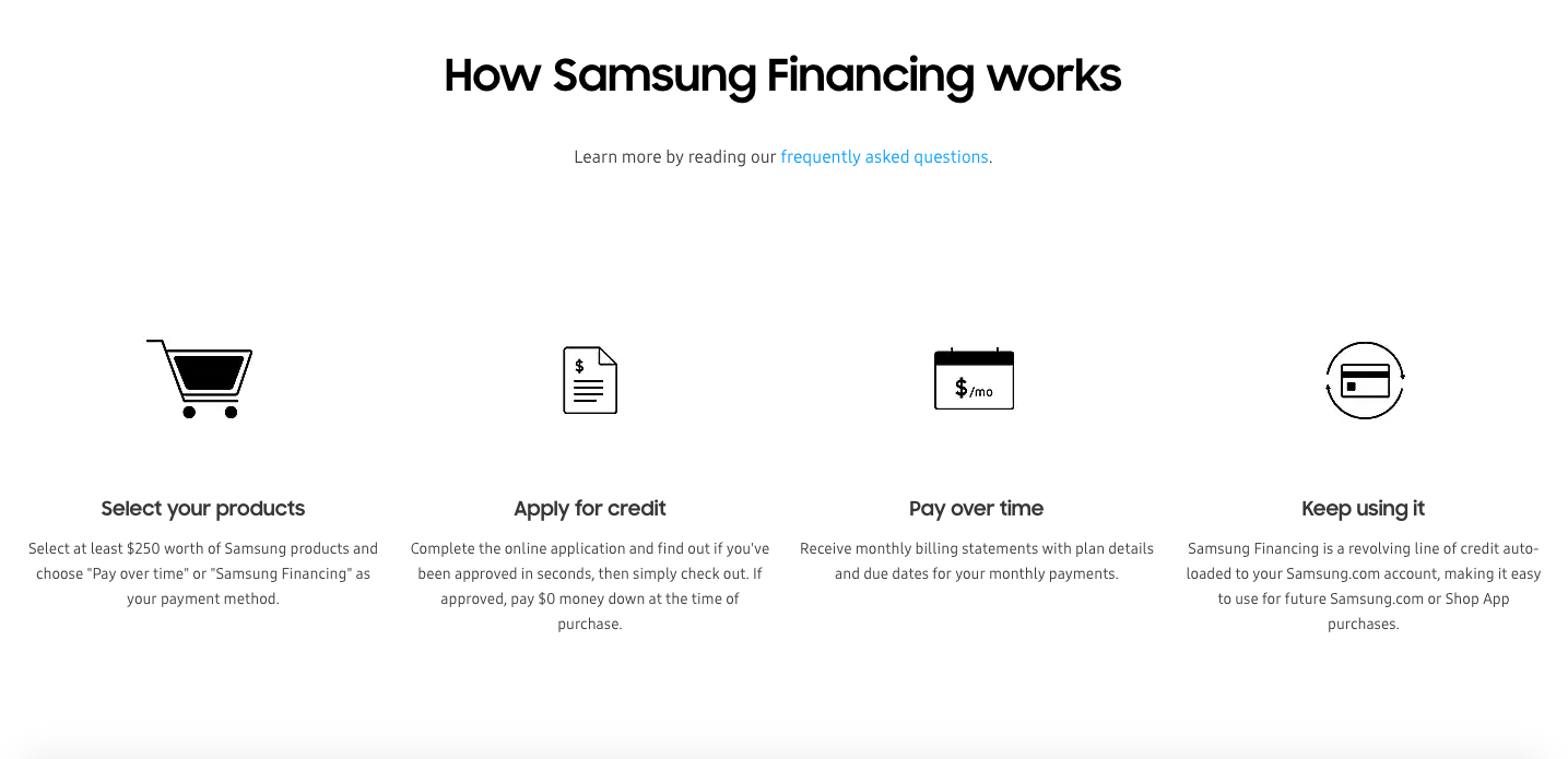 Samsung extra financing options for D2C