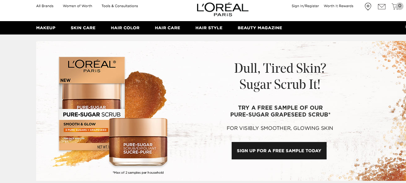 L'Oreal free samples campaign