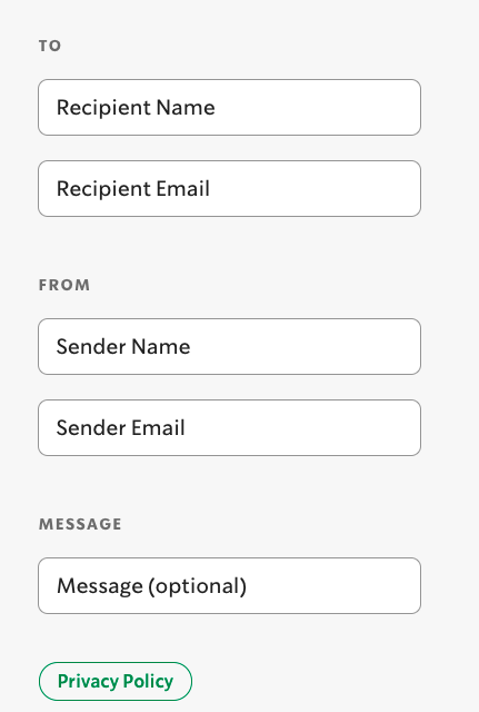 Starbucks adding recipient's information