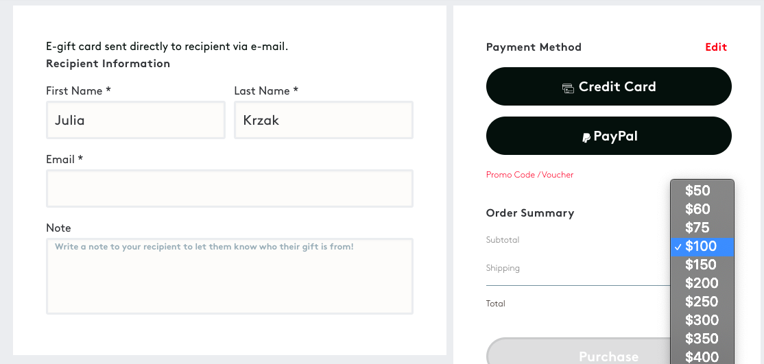 Change card value in Winc