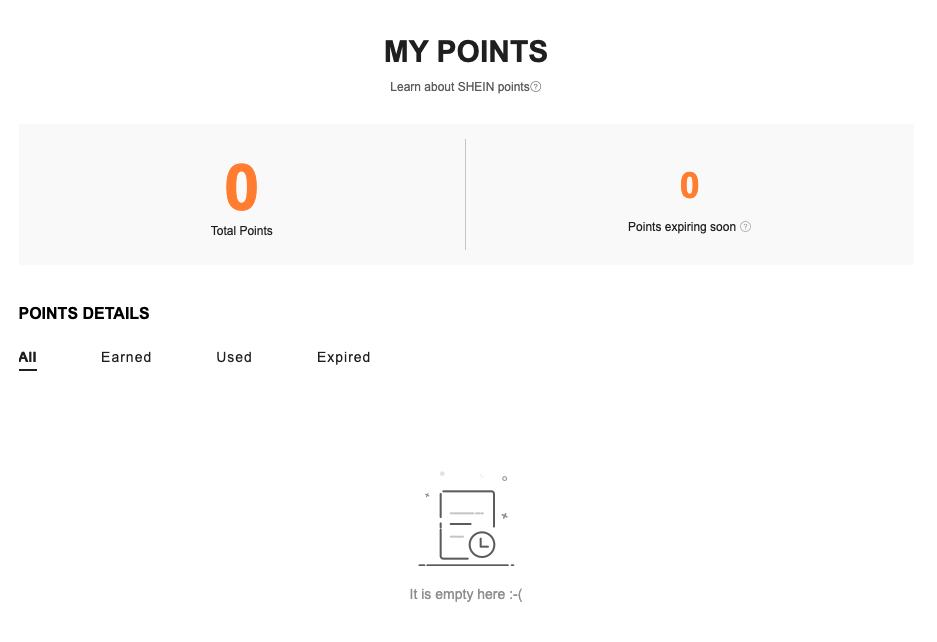 Shein customer portal 4 loyalty points
