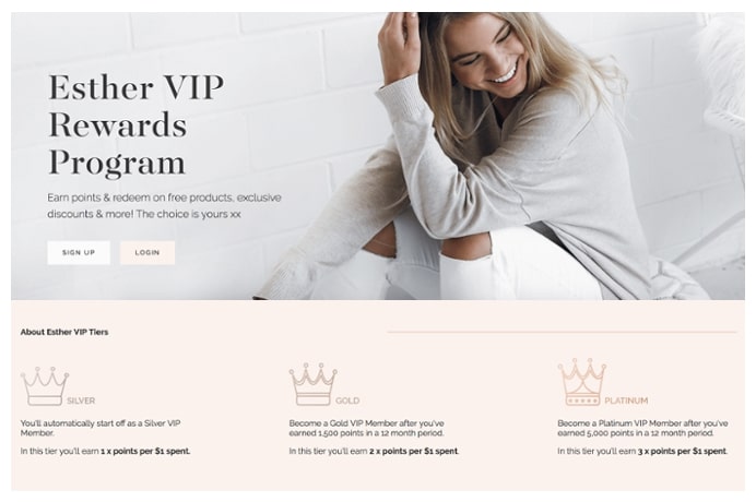 Loyalty program from Esther VIP Rewards