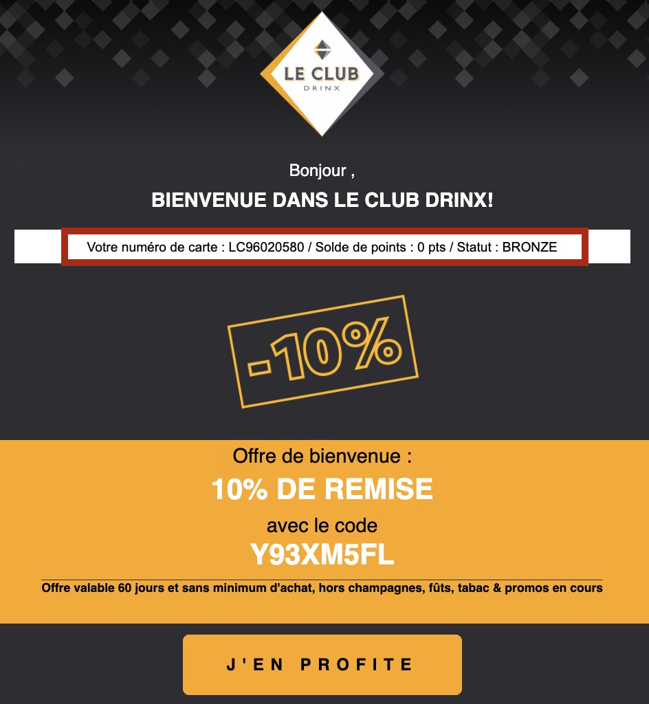 Le Club Drinx Munhoven: Tiered loyalty program email distribution by Klaviyo to foster greater loyalty