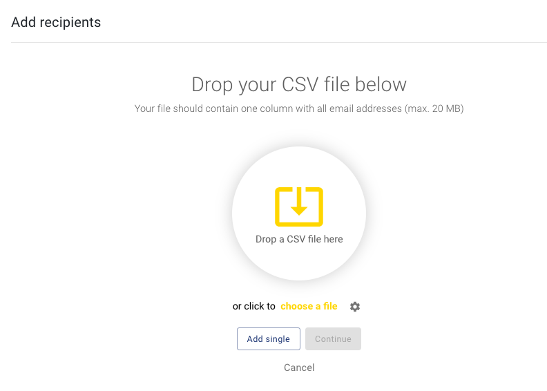 Add recipients via CSV file
