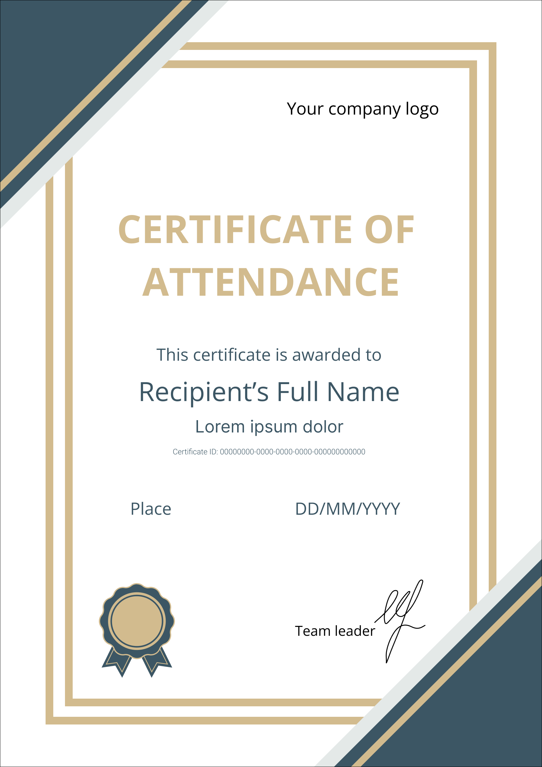 Free Attendance certificate template