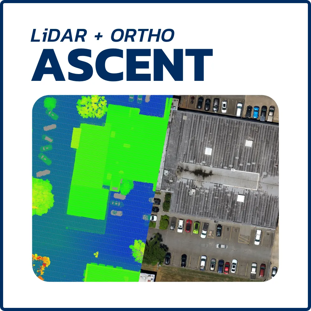 The Ascent drone mapping services package that includes Orthos and LiDAR.