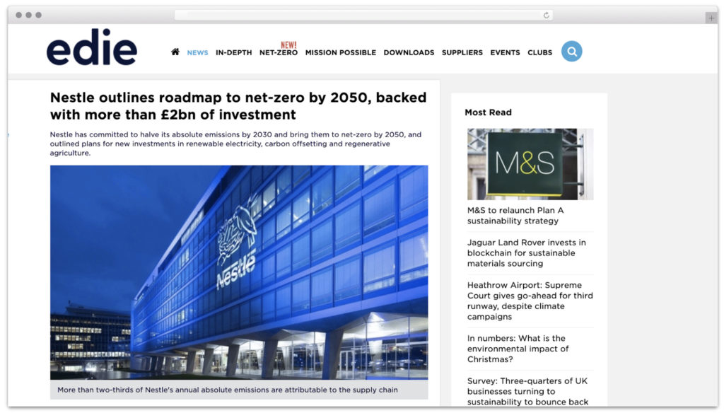 Edie on Nestle net-zero targets