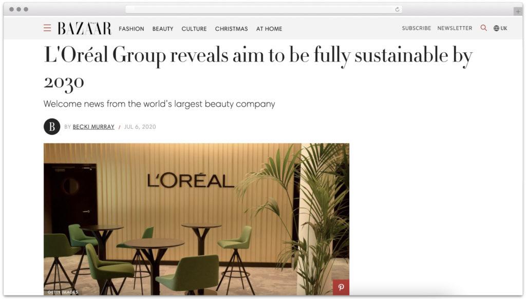 L'oreal sustainability targets Harpers Bazaar