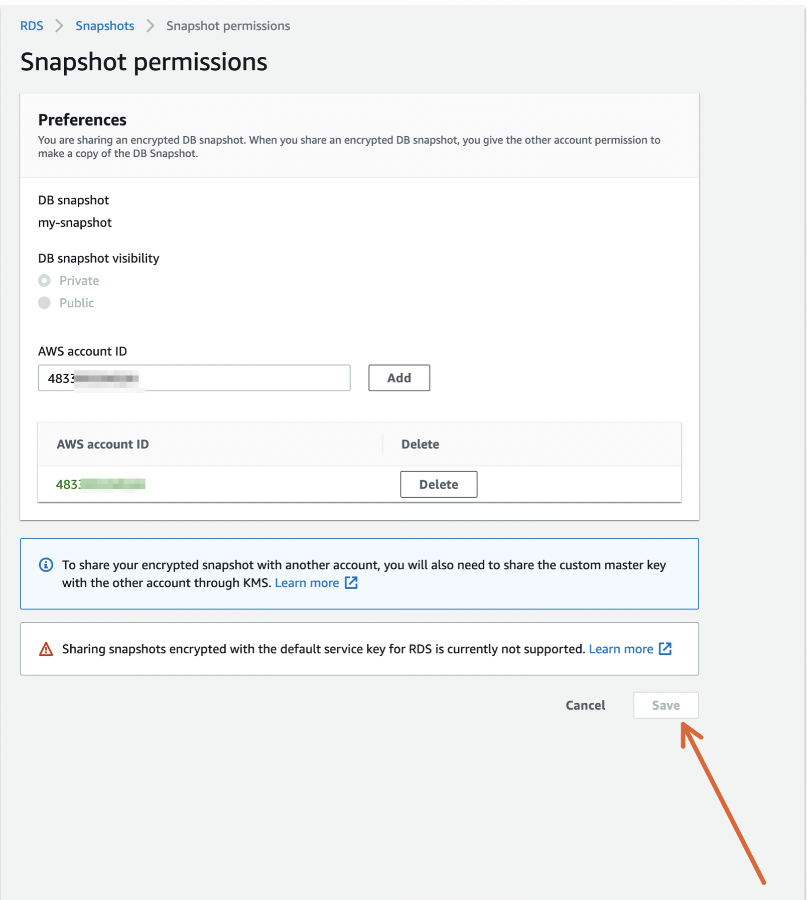 How To Copy an Encrypted RDS Using Default KMS Key to Another AWS Account