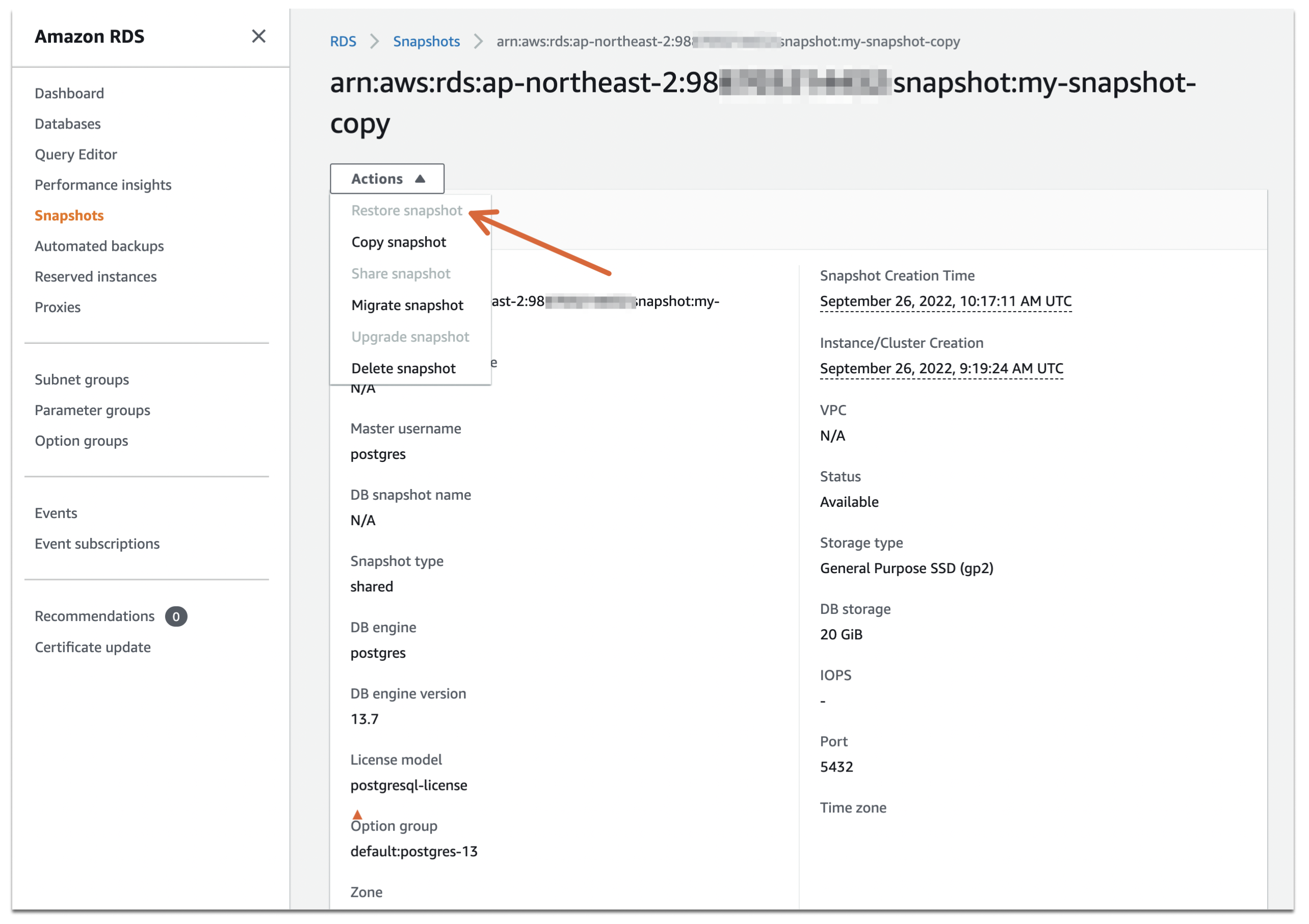 How to copy an encrypted rds using default kms key to another aws account